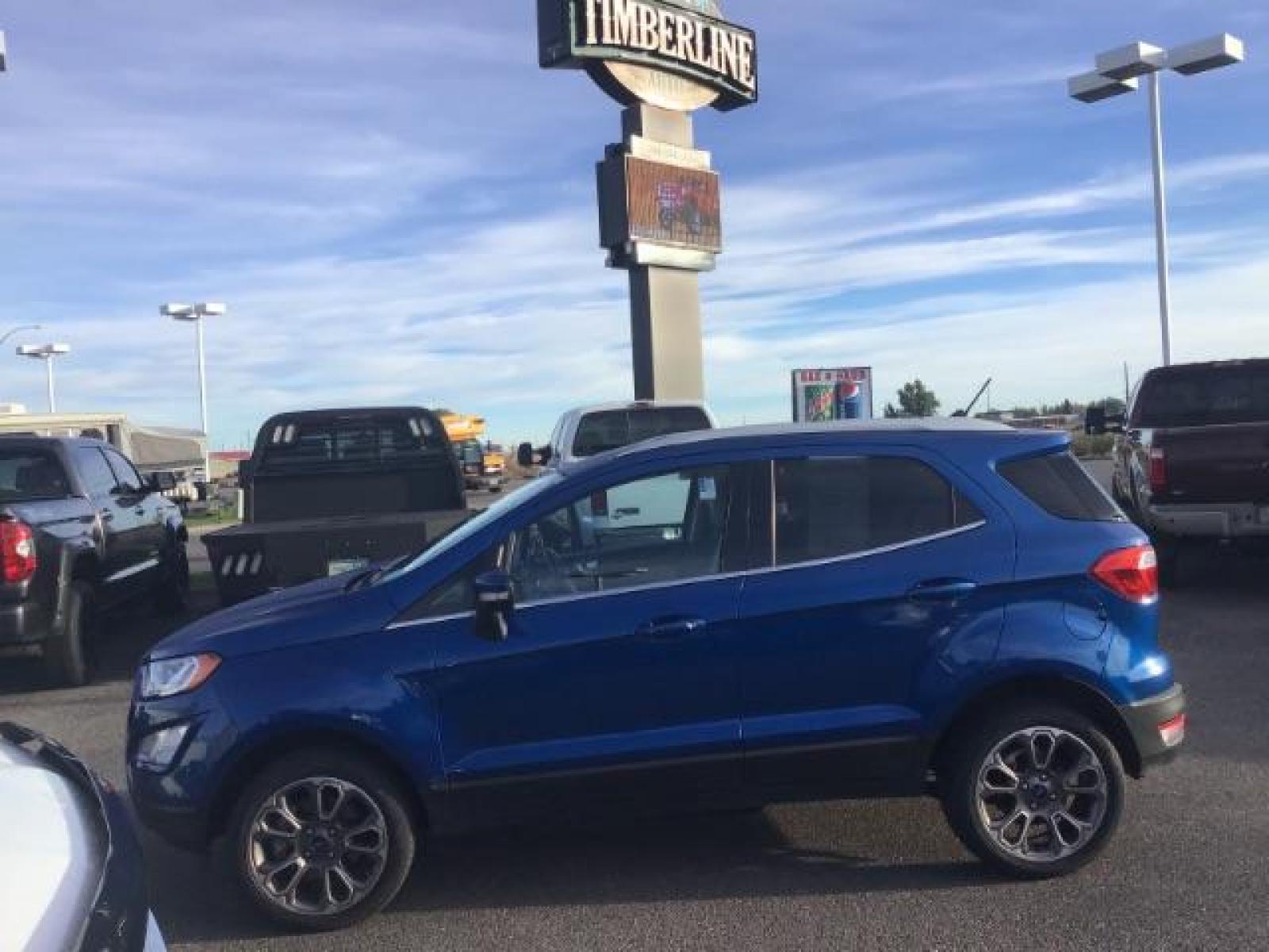 2020 Blue Candy Metallic Tinted Clearcoat /Medium Light Stone, leather Ford EcoSport Titanium AWD (MAJ6S3KL8LC) with an 2.0L L4 DOHC 16V engine, 6-Speed Automatic transmission, located at 1235 N Woodruff Ave., Idaho Falls, 83401, (208) 523-1053, 43.507172, -112.000488 - Photo #1