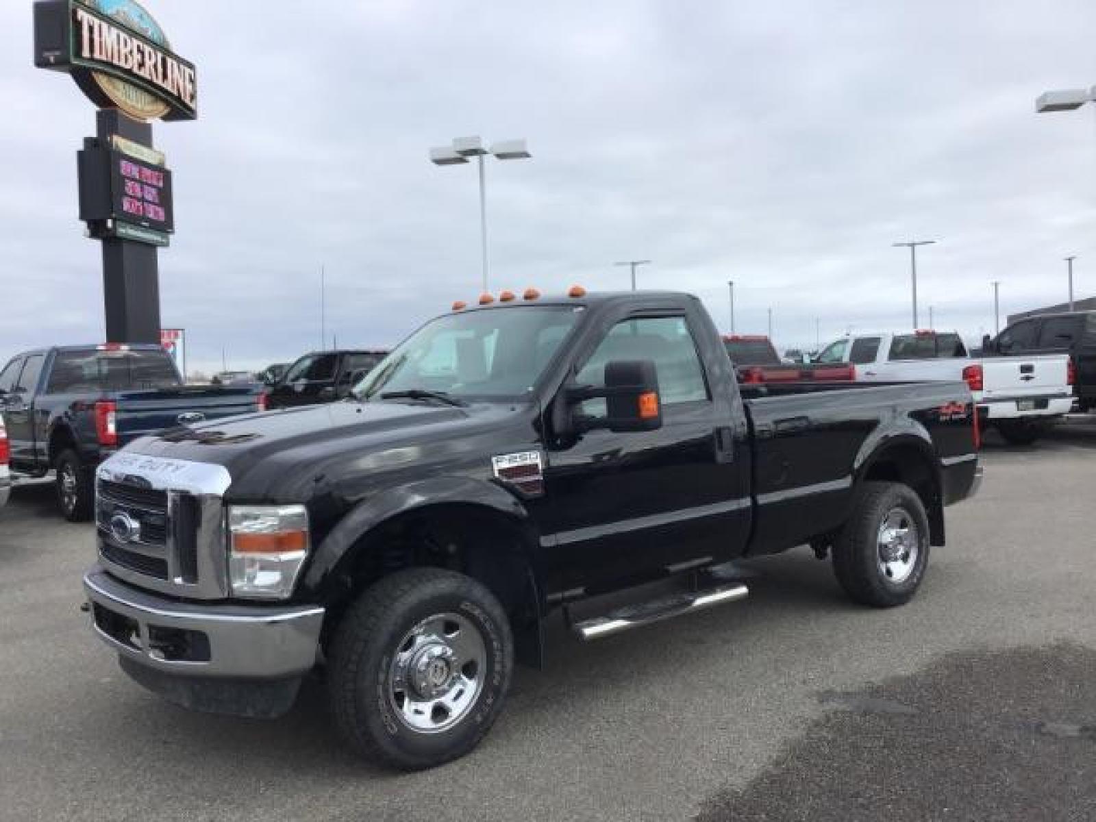 2008 Black /Medium Stone Cloth Interior Ford F-250 SD XLT 4WD (1FTSF21RX8E) with an 6.4L V8 OHV 32V TURBO DIESEL engine, 5-Speed Automatic transmission, located at 1235 N Woodruff Ave., Idaho Falls, 83401, (208) 523-1053, 43.507172, -112.000488 - This 2008 Ford F250 single cab XLT, has the 6.4L diesel motor. It has 116,000 miles. Comes with cloth interior, cruise control, power windows and locks, and it does come with a turn over ball. At Timberline Auto it is always easy to find a great deal on your next vehicle! Our experienced sales staff - Photo #0