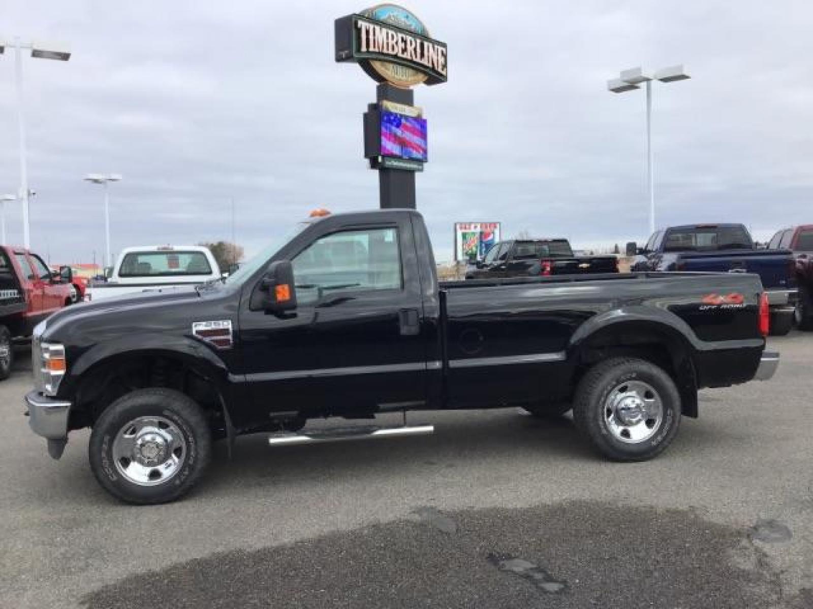 2008 Black /Medium Stone Cloth Interior Ford F-250 SD XLT 4WD (1FTSF21RX8E) with an 6.4L V8 OHV 32V TURBO DIESEL engine, 5-Speed Automatic transmission, located at 1235 N Woodruff Ave., Idaho Falls, 83401, (208) 523-1053, 43.507172, -112.000488 - This 2008 Ford F250 single cab XLT, has the 6.4L diesel motor. It has 116,000 miles. Comes with cloth interior, cruise control, power windows and locks, and it does come with a turn over ball. At Timberline Auto it is always easy to find a great deal on your next vehicle! Our experienced sales staff - Photo #1