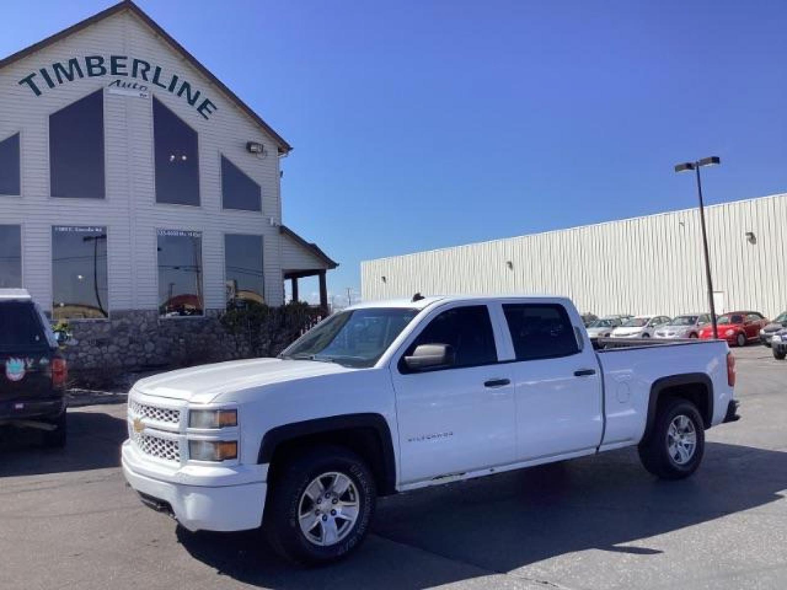2014 Summit White /Jet Black/Dark Ash Chevrolet Silverado 1500 Work Truck 1WT Crew Cab Long Box 4WD (3GCUKPEC9EG) with an 5.3L V8 OHV 16V engine, 6-Speed Automatic transmission, located at 1235 N Woodruff Ave., Idaho Falls, 83401, (208) 523-1053, 43.507172, -112.000488 - Photo #0