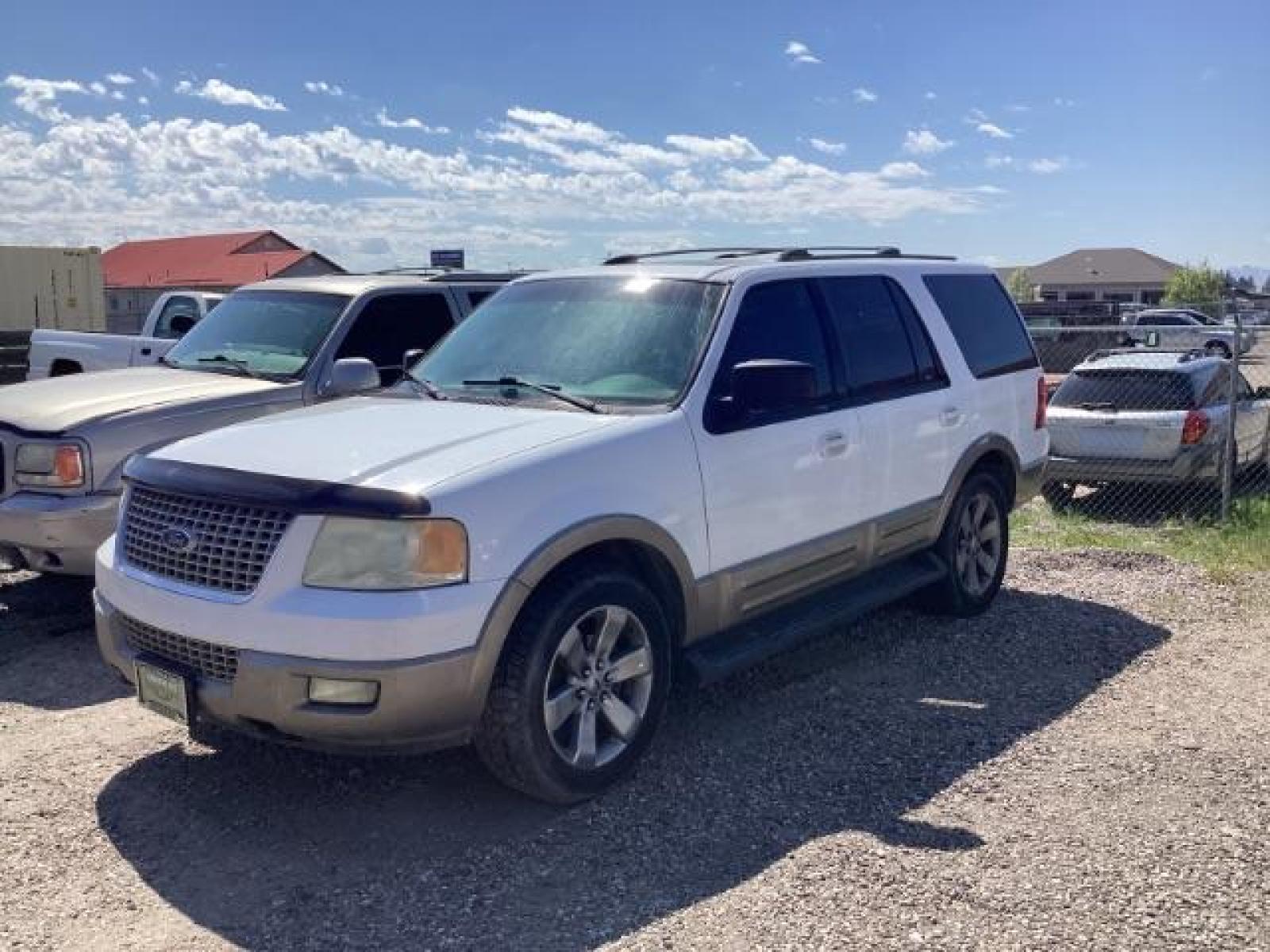 2003 Oxford White Ford Expedition Eddie Bauer 4WD (1FMFU18L53L) with an 5.4L V8 SOHC 16V engine, 4-Speed Automatic transmission, located at 1235 N Woodruff Ave., Idaho Falls, 83401, (208) 523-1053, 43.507172, -112.000488 - At Timberline Auto it is always easy to find a great deal on your next vehicle! Our experienced sales staff can help find the right vehicle will fit your needs. Our knowledgeable finance department has options for almost any credit score. We offer many warranty contract options to protect you new pr - Photo #0