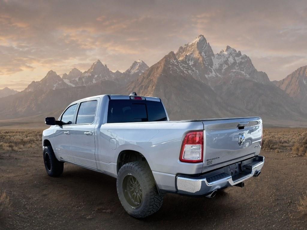 2022 Billet Silver Metallic Clearcoat /Diesel Gray/Black Ram 1500 Big Horn (1C6SRFMTXNN) with an V8, 5.7L engine, 8-speed automatic transmission, located at 1175 N Woodruff Ave, Idaho Falls, ID, 83401, 43.506901, -111.999657 - <b>Vehicle Details</b><br>For sale in Idaho Falls, ID, this pre-owned 2022 Ram 1500 Big Horn delivers the strength, capability, and comfort today's truck shoppers want. Powered by a robust V8, 5.7L Gasoline engine and equipped with 4WD, this Ram 1500 is built to handle demanding workdays, weekend to- Photo#2
