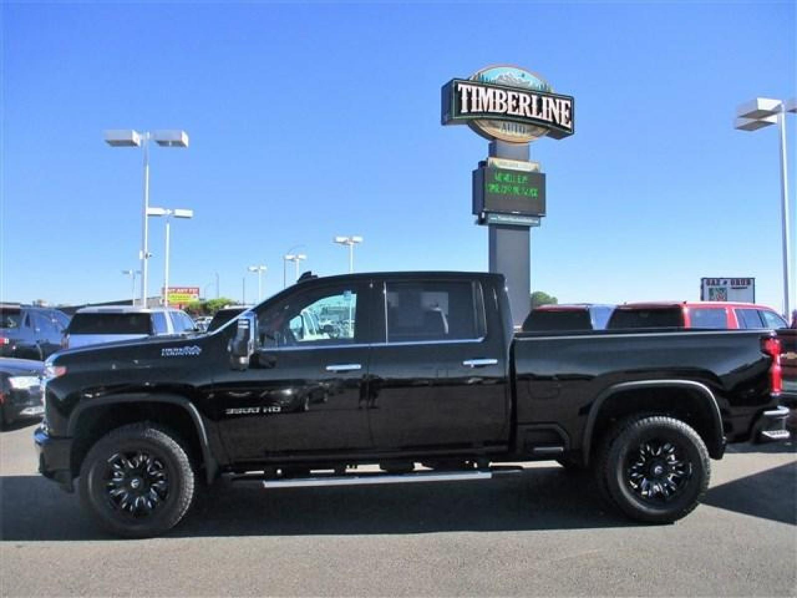 2022 BLACK /BLACK CHEVROLET SILVERADO 3500 HIGH COUNTRY (1GC4YVEY5NF) with an 8 engine, Automatic transmission, located at 1235 N Woodruff Ave., Idaho Falls, 83401, (208) 523-1053, 43.507172, -112.000488 - 20 INCH FUEL BLITZ WRAPPED IN 35 INCH DYNAPRO AT2'S WITH 90% TREAD. HIGH COUNTRY PACKAGE. POWER EXTEND/FOLD MIRRORS. 360 DEGREE CAMERA. DIGITAL REAR VIEW MIRROR. MECHANICALLY STOCK. STOCK SUSPENSION. FACTORY 5TH WHEEL PUCK SYSTEM. HEATED AND COOLED SEATS. SUNROOF. ANROID AUTO AND APPLE CAR PLAY. 6. - Photo #2