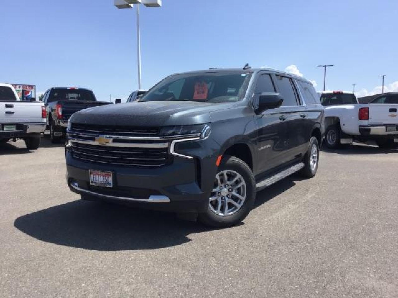2021 GRAY /BLACK Chevrolet Suburban LT 4WD (1GNSKCKDXMR) with an 5.3L V8 OHV 16V engine, 10-Speed Automatic transmission, located at 1235 N Woodruff Ave., Idaho Falls, 83401, (208) 523-1053, 43.507172, -112.000488 - Photo #1
