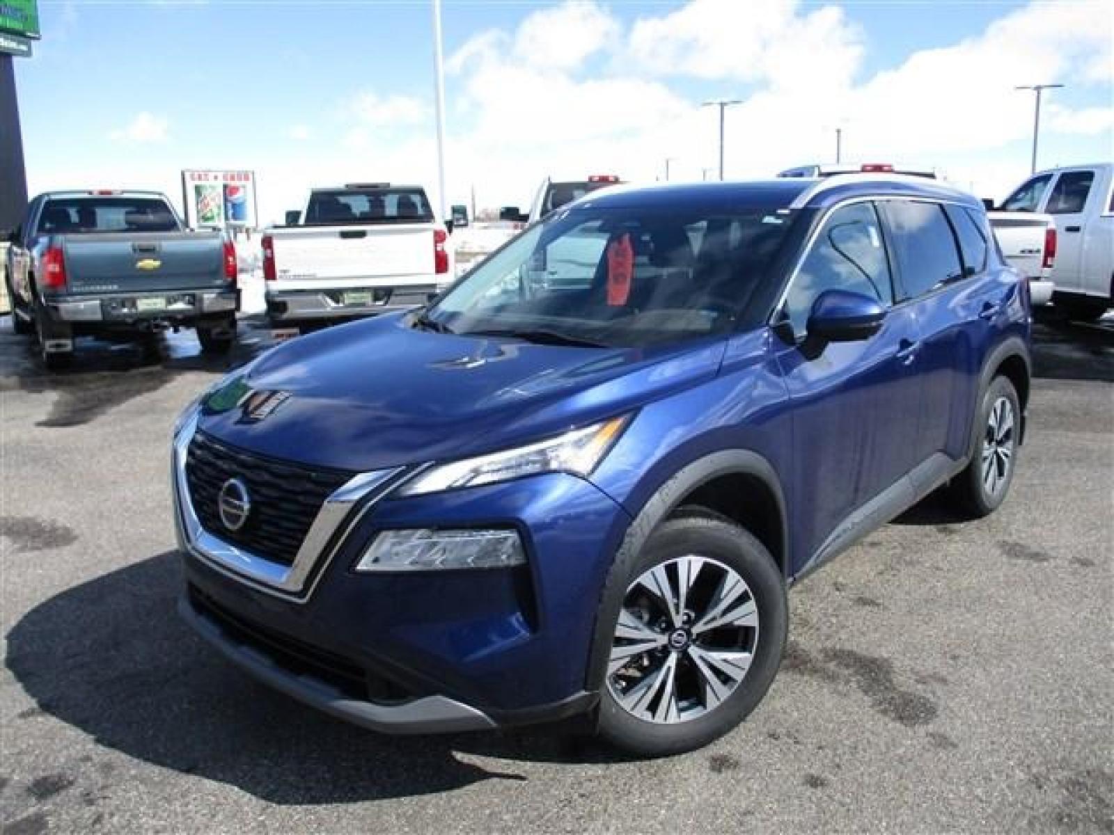 2021 BLUE /GREY NISSAN ROGUE SV (5N1AT3BA7MC) with an 4 engine, Automatic transmission, located at 1580 E Lincoln Rd, Idaho Falls, ID, 83401, (208) 523-4000, 0.000000, 0.000000 - Smells new, drives new, and looks new. Everything is in perfect condition. Premium cloth seats. Large infotainment screen. Steering wheel mounted controls. Collision avoidence. Adaptive cruise control. Steering assist. Blind spot monitor. Front facing camera. 360 degree back up camera. Parking sens - Photo #1