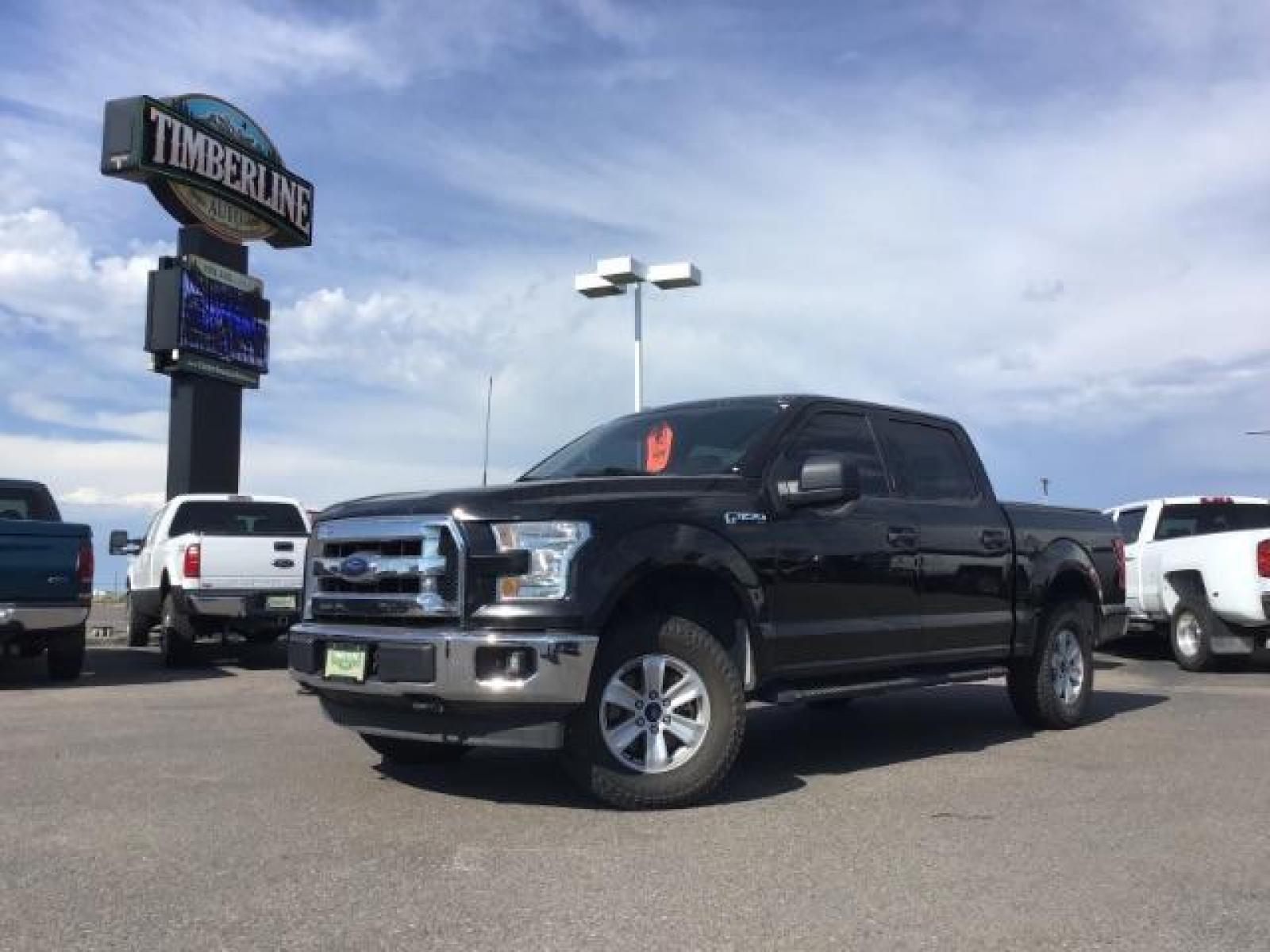 2017 Shadow Black /Medium Earth Gray, cloth Ford F-150 XLT SuperCrew 5.5-ft. Bed 4WD (1FTEW1EGXHF) with an 3.5L V6 TURBO engine, 6-Speed Automatic transmission, located at 1235 N Woodruff Ave., Idaho Falls, 83401, (208) 523-1053, 43.507172, -112.000488 - MotorTrend states this pickup has the abilities to achieve 18-25 MPG!! Body and paint are in amazing condition! Interior has no tears and nothing missing. Has the factory Ford running boards. Comes with a soft top tonneua cover, spray-in bedliner, and full sized rubber floor mats to protect the carp - Photo #0