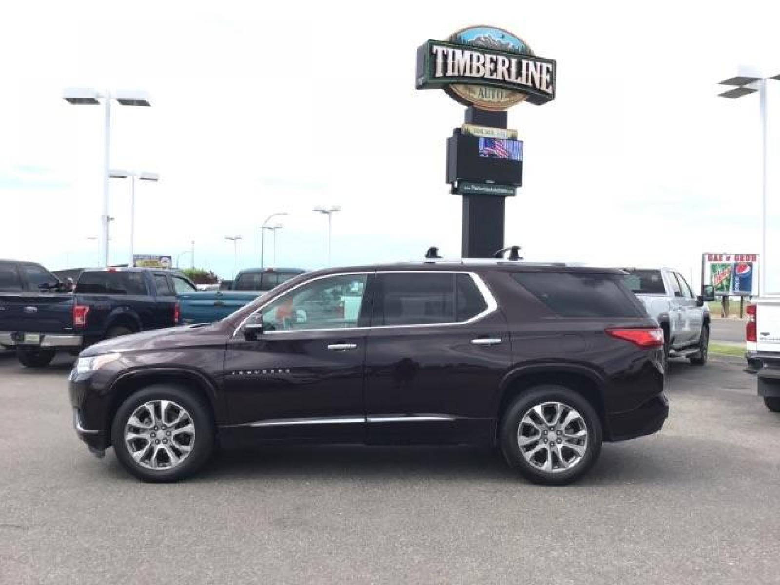 2020 Black Cherry Metallic /Jet Black/Dark Galvanized, leather Chevrolet Traverse Premier AWD (1GNEVKKW6LJ) with an 3.6L V6 DOHC 24V engine, 9-Speed Automatic transmission, located at 1235 N Woodruff Ave., Idaho Falls, 83401, (208) 523-1053, 43.507172, -112.000488 - Here's your new pre-owned 3rd row SUV with a lot of driver safety, comfort, and drivability options! Make loading up the family easy with the pass through seating in the second row or have all the cargo room you need when you lay down all the seats in the back! The exterior is a rare purple color an - Photo #2