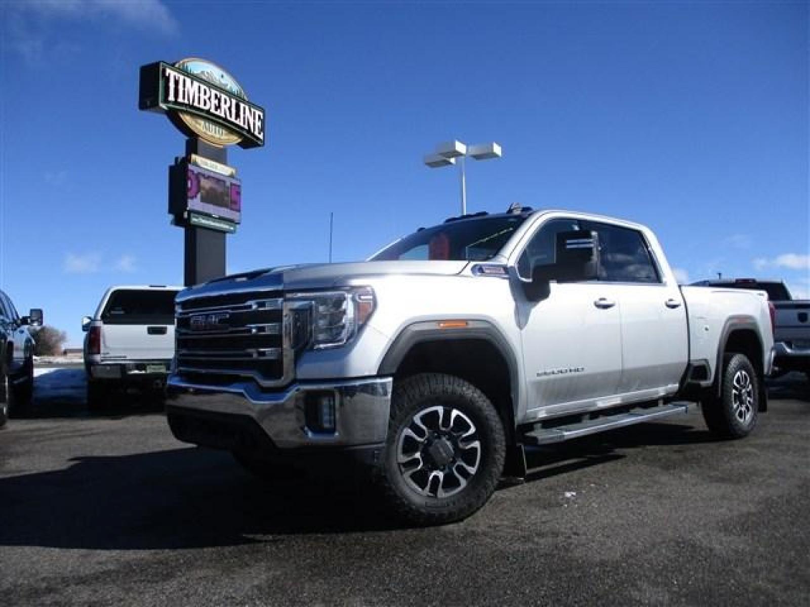 2021 SILVER /BLACK GMC SIERRA 3500 SLE (1GT49TEY3MF) with an 8 engine, Automatic transmission, located at 1580 E Lincoln Rd, Idaho Falls, ID, 83401, (208) 523-4000, 0.000000, 0.000000 - 90%+ TREAD ON HANKOOK DYNAPRO AT2'S. BED LINER WITH FACTORY FIFTH WHEEL PUCK SYSTEM. HEATED CLOTH SEATS. HEATED STEERING WHEEL. BACK UP CAMERA. BODY AND PAINT IN PERFECT CONDITION. 6 SEATER INTERIOR. REMOTE START. REMOTE TAILGATE. EXHAUST BRAKE. TRAILER BACK UP ASSIST. APPLE CAR PLAY. ANDRIOD AUTO. - Photo #0