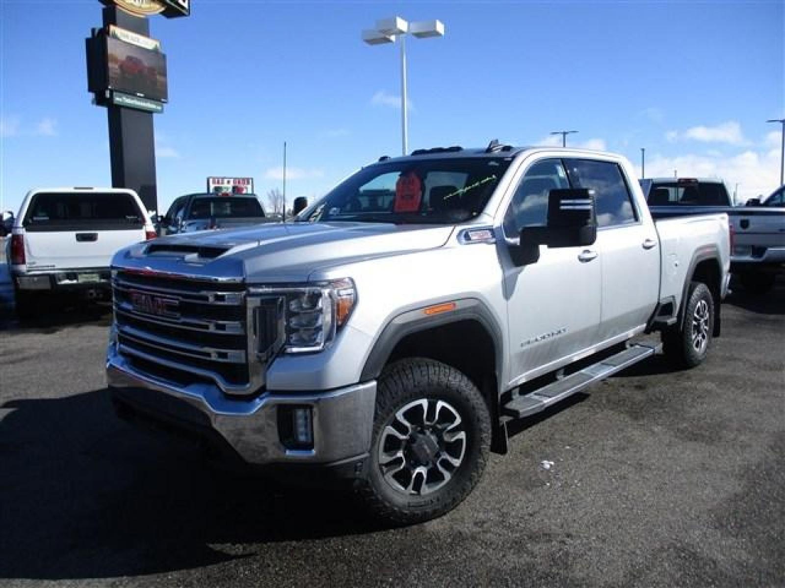 2021 SILVER /BLACK GMC SIERRA 3500 SLE (1GT49TEY3MF) with an 8 engine, Automatic transmission, located at 1580 E Lincoln Rd, Idaho Falls, ID, 83401, (208) 523-4000, 0.000000, 0.000000 - 90%+ TREAD ON HANKOOK DYNAPRO AT2'S. BED LINER WITH FACTORY FIFTH WHEEL PUCK SYSTEM. HEATED CLOTH SEATS. HEATED STEERING WHEEL. BACK UP CAMERA. BODY AND PAINT IN PERFECT CONDITION. 6 SEATER INTERIOR. REMOTE START. REMOTE TAILGATE. EXHAUST BRAKE. TRAILER BACK UP ASSIST. APPLE CAR PLAY. ANDRIOD AUTO. - Photo #1