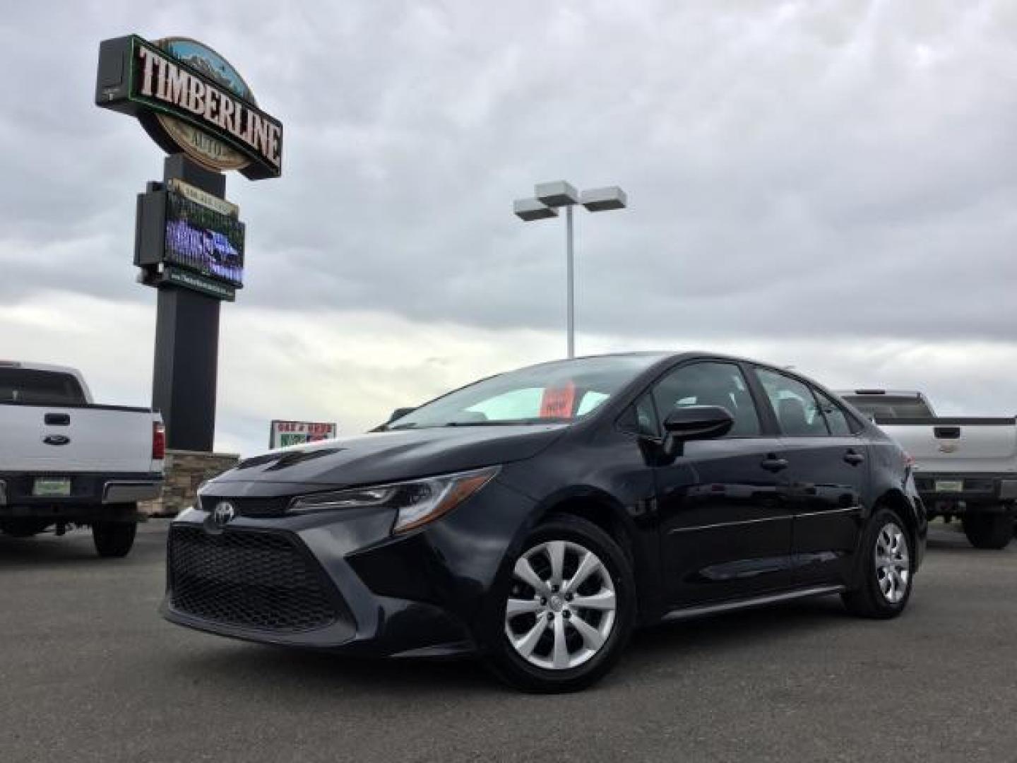 2021 BLACK /Black, cloth Toyota Corolla LE (5YFEPMAE1MP) with an 1.8L L4 DOHC 16V engine, Automatic transmission, located at 1235 N Woodruff Ave., Idaho Falls, 83401, (208) 523-1053, 43.507172, -112.000488 - This 2021 Toyota Corolla LE is in as good of shape as the day it rolled off the lot! Inside, outside, and mechanically it is in amazing condition! This one comes with a large touch screen display, rubber floor mats in the front, near new tires with 95% tread left, steering wheel mounted controls, la - Photo#0