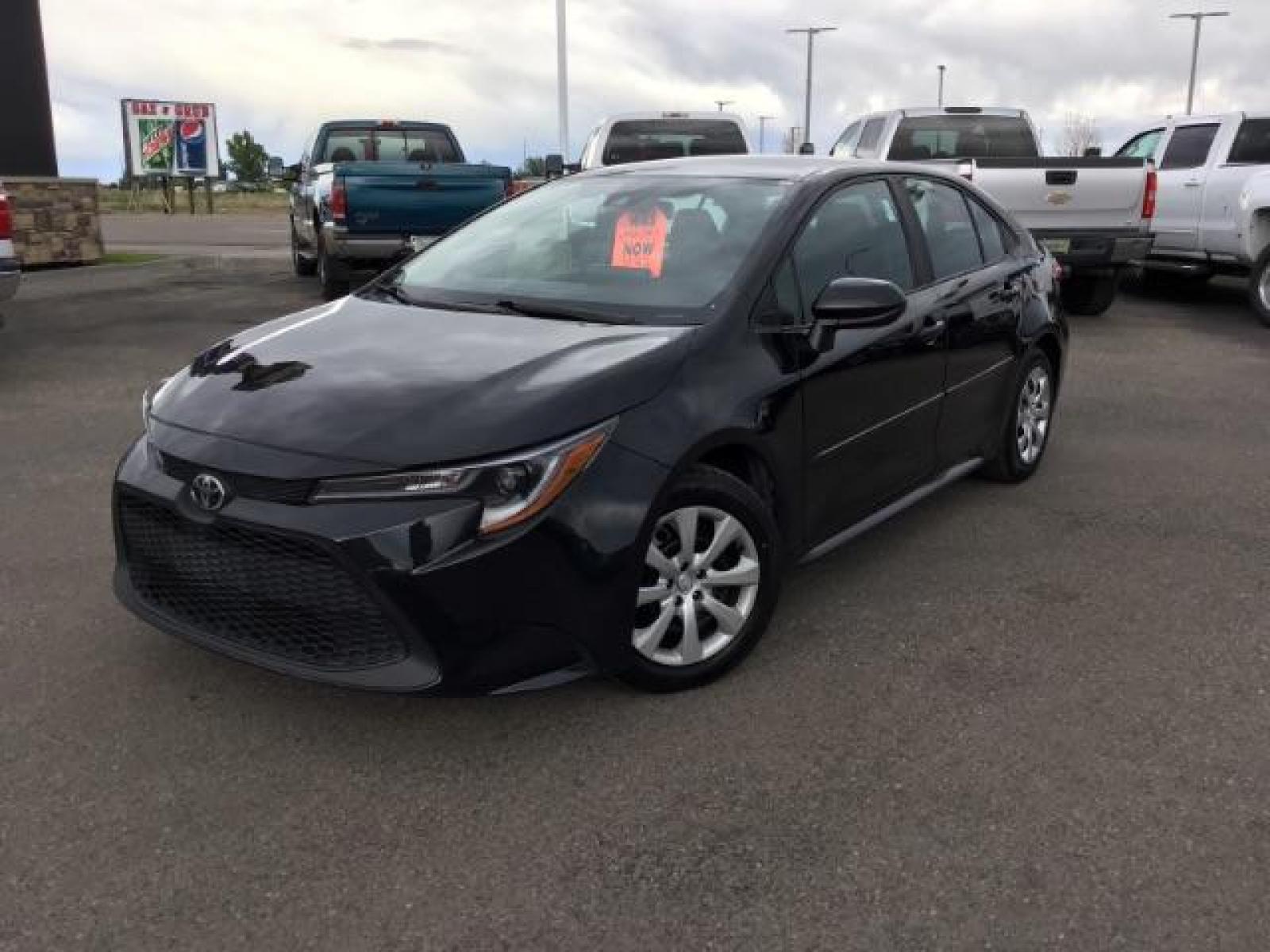 2021 BLACK /Black, cloth Toyota Corolla LE (5YFEPMAE1MP) with an 1.8L L4 DOHC 16V engine, Automatic transmission, located at 1235 N Woodruff Ave., Idaho Falls, 83401, (208) 523-1053, 43.507172, -112.000488 - This 2021 Toyota Corolla LE is in as good of shape as the day it rolled off the lot! Inside, outside, and mechanically it is in amazing condition! This one comes with a large touch screen display, rubber floor mats in the front, near new tires with 95% tread left, steering wheel mounted controls, la - Photo #1