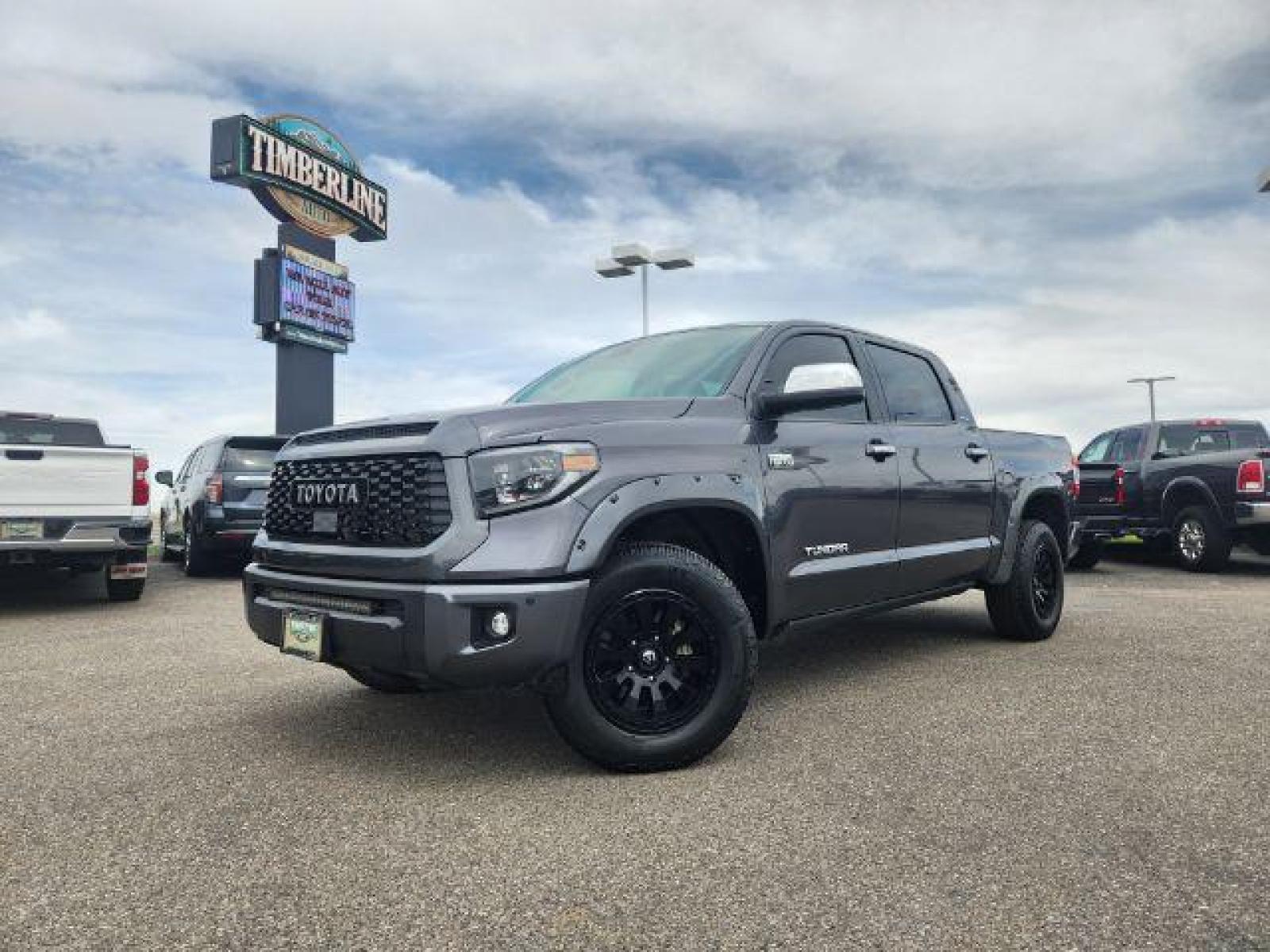 2021 Magnetic Gray Metallic /Black, leather Toyota Tundra Limited 5.7L CrewMax 4WD (5TFHY5F18MX) with an 5.7L V8 DOHC 32V engine, Automatic transmission, located at 1235 N Woodruff Ave., Idaho Falls, 83401, (208) 523-1053, 43.507172, -112.000488 - This is one loaded up 2021 Toyota Tundra!! The LIMITED package offers JBL premium sound, remote start, heated seats, blind spot monitors, lane assist, front collision avoidance, power running boards, and so much more! The Tundra CrewMax has massive amounts of leg room and storage room. Your new pre- - Photo #0