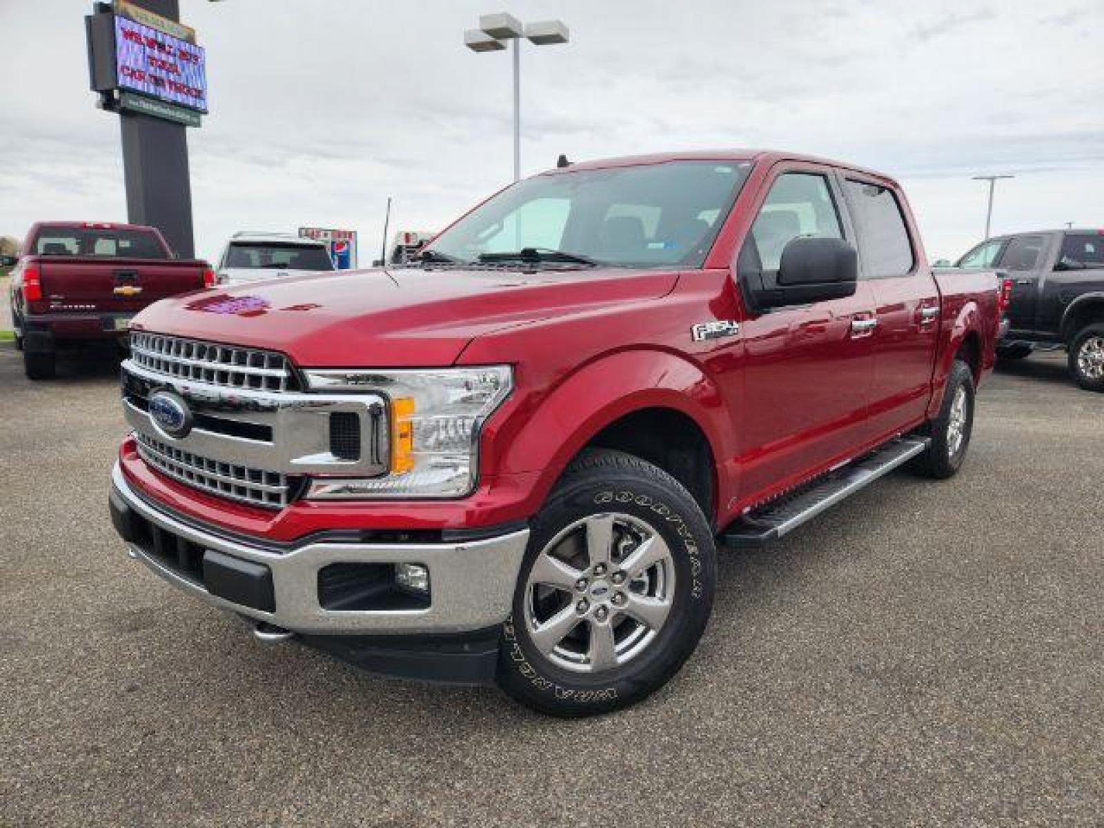 2019 Ruby Red Metallic Tinted Clear Coat /Medium Earth Gray, cloth Ford F-150 XLT SuperCrew 5.5-ft. Bed 4WD (1FTEW1EP4KK) with an 2.7L V6 DOHC 24V engine, Automatic transmission, located at 1235 N Woodruff Ave., Idaho Falls, 83401, (208) 523-1053, 43.507172, -112.000488 - Here is your new pre-owned 2019 Ford F-150 XLT with low miles! This pickup is as clean today as it was the day it rolled off of the assembly line! The SuperCrew has all the leg room you need and then some! Your vehicle comes with near new GOOD YEAR WRANGLER tires with 95% tread left on them. Come on - Photo #1