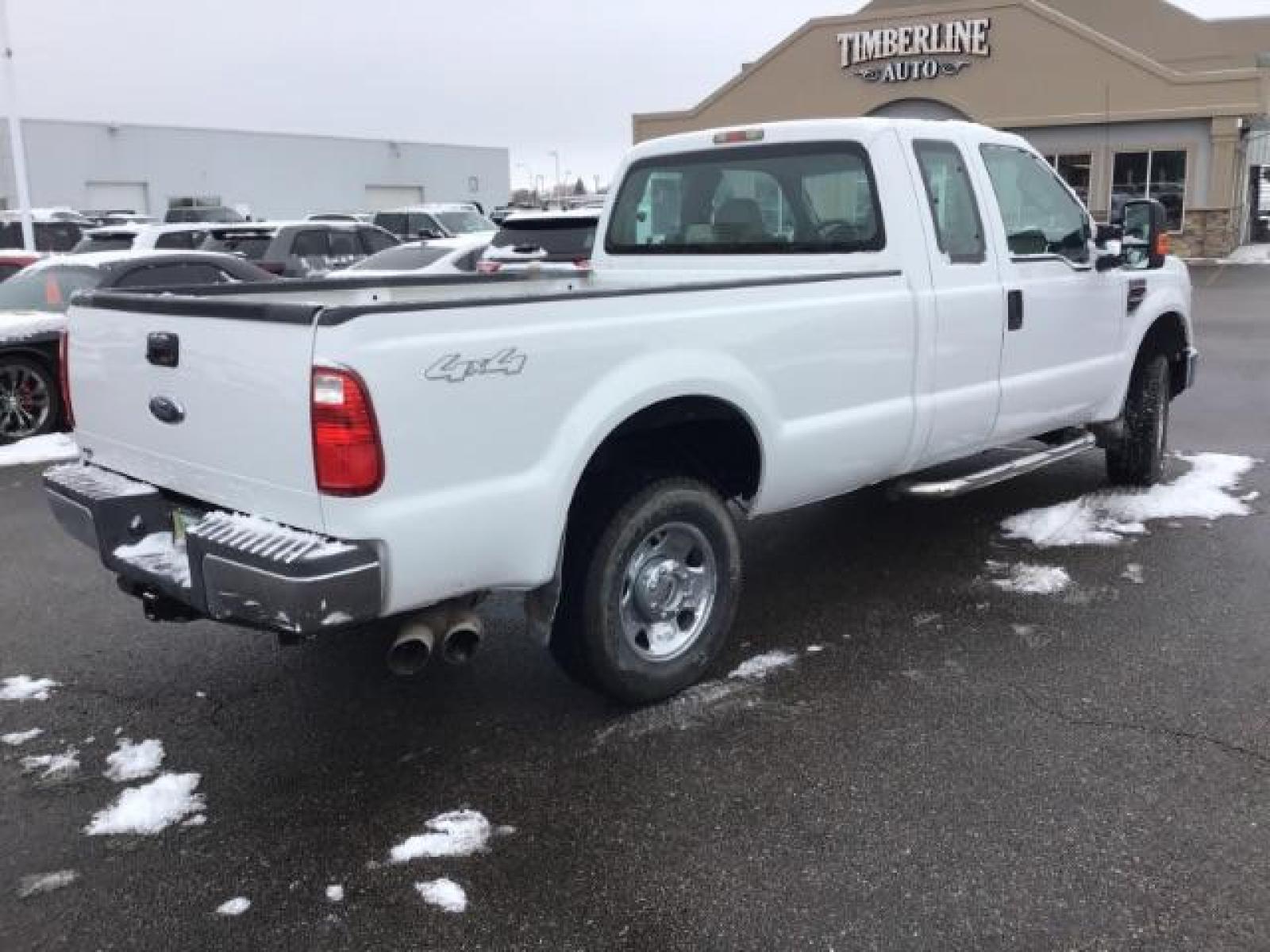 2008 Oxford White /Medium Stone Cloth Interior Ford F-250 SD XLT SuperCab Long Bed 4WD (1FTSX21R68E) with an 6.4L V8 OHV 32V TURBO DIESEL engine, 5-Speed Automatic transmission, located at 1235 N Woodruff Ave., Idaho Falls, 83401, (208) 523-1053, 43.507172, -112.000488 - This 2008 Ford F250 XLT has the 6.4L diesel motor. It has fixed running boards, cloth interior, AM/FM CD stereo, keyless remote, power locks, power windows, and integrated trailer brake. At Timberline Auto it is always easy to find a great deal on your next vehicle! Our experienced sales staff can h - Photo #4