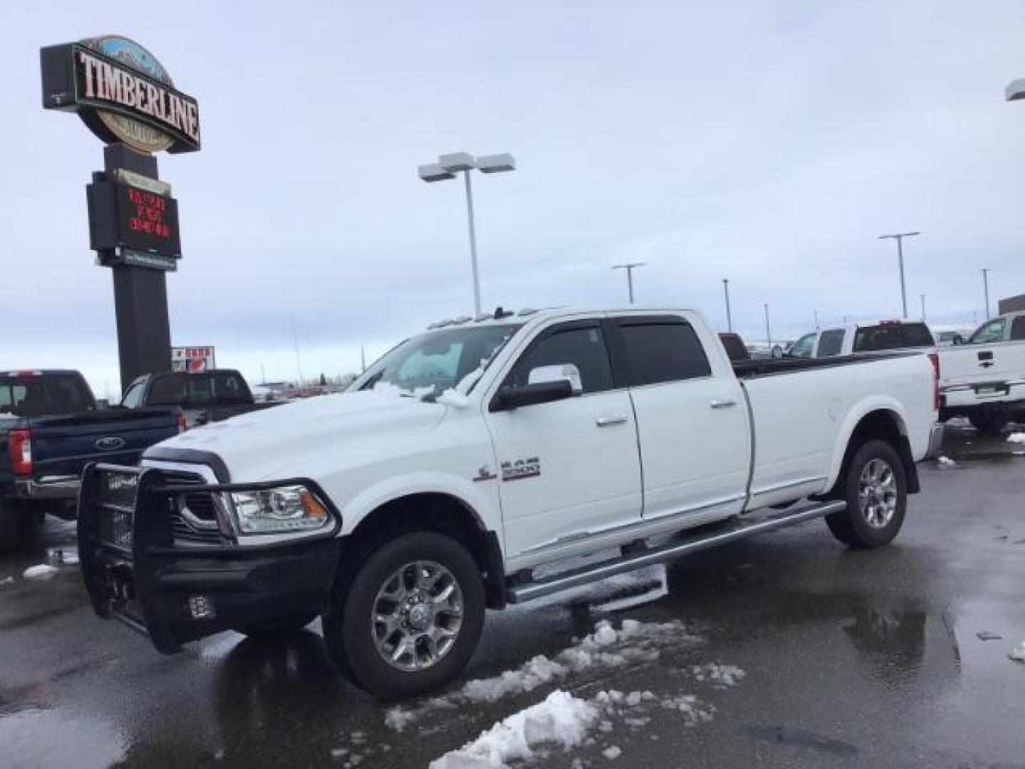 2017 Pearl White /Black/Cattle Tan, premium leather RAM 3500 Longhorn Crew Cab LWB 4WD (3C63R3KL4HG) with an 6.7L L6 OHV 24V TURBO DIESEL engine, 6-Speed Automatic transmission, located at 1235 N Woodruff Ave., Idaho Falls, 83401, (208) 523-1053, 43.507172, -112.000488 - Photo#0