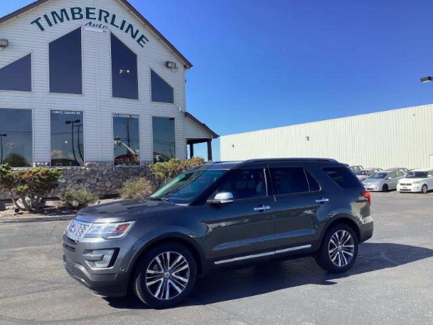 2017 GRAY /Ebony Black, premium leather Ford Explorer Platinum AWD (1FM5K8HT0HG) with an 3.5L V6 DOHC 24V engine, 6-Speed Automatic transmission, located at 1235 N Woodruff Ave., Idaho Falls, 83401, (208) 523-1053, 43.507172, -112.000488 - Photo#0