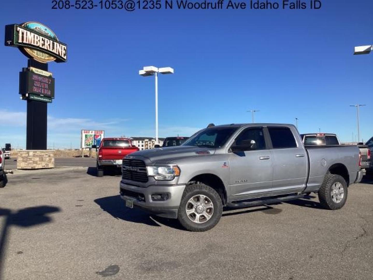 2020 Billet Silver Metallic Clear Coat /Black, cloth RAM 2500 Tradesman Crew Cab SWB 4WD (3C6UR5DL1LG) with an 6.7L L6 OHV 24V TURBO DIESEL engine, 6-Speed Automatic transmission, located at 1235 N Woodruff Ave., Idaho Falls, 83401, (208) 523-1053, 43.507172, -112.000488 - At Timberline Auto, finding a great deal on your next vehicle is always easy! Our experienced sales staff's goal is to help find you the right vehicle at the right price! Our knowledgeable finance department has options for almost any credit score. We offer extended service contract options to prote - Photo#0
