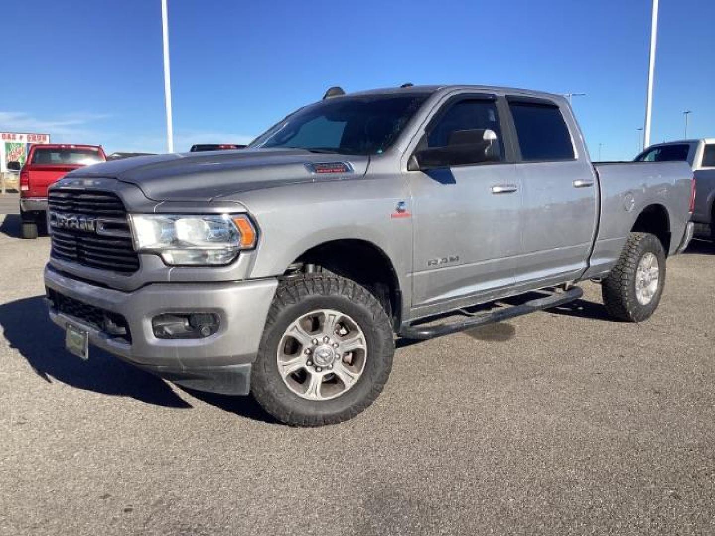 2020 Billet Silver Metallic Clear Coat /Black, cloth RAM 2500 Tradesman Crew Cab SWB 4WD (3C6UR5DL1LG) with an 6.7L L6 OHV 24V TURBO DIESEL engine, 6-Speed Automatic transmission, located at 1235 N Woodruff Ave., Idaho Falls, 83401, (208) 523-1053, 43.507172, -112.000488 - At Timberline Auto, finding a great deal on your next vehicle is always easy! Our experienced sales staff's goal is to help find you the right vehicle at the right price! Our knowledgeable finance department has options for almost any credit score. We offer extended service contract options to prote - Photo#1