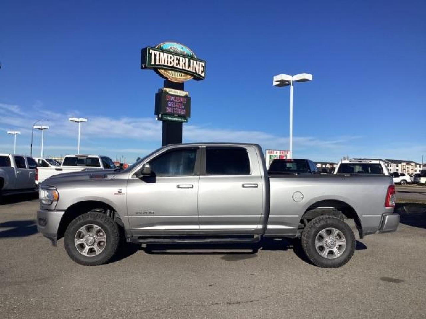 2020 Billet Silver Metallic Clear Coat /Black, cloth RAM 2500 Tradesman Crew Cab SWB 4WD (3C6UR5DL1LG) with an 6.7L L6 OHV 24V TURBO DIESEL engine, 6-Speed Automatic transmission, located at 1235 N Woodruff Ave., Idaho Falls, 83401, (208) 523-1053, 43.507172, -112.000488 - At Timberline Auto, finding a great deal on your next vehicle is always easy! Our experienced sales staff's goal is to help find you the right vehicle at the right price! Our knowledgeable finance department has options for almost any credit score. We offer extended service contract options to prote - Photo#2