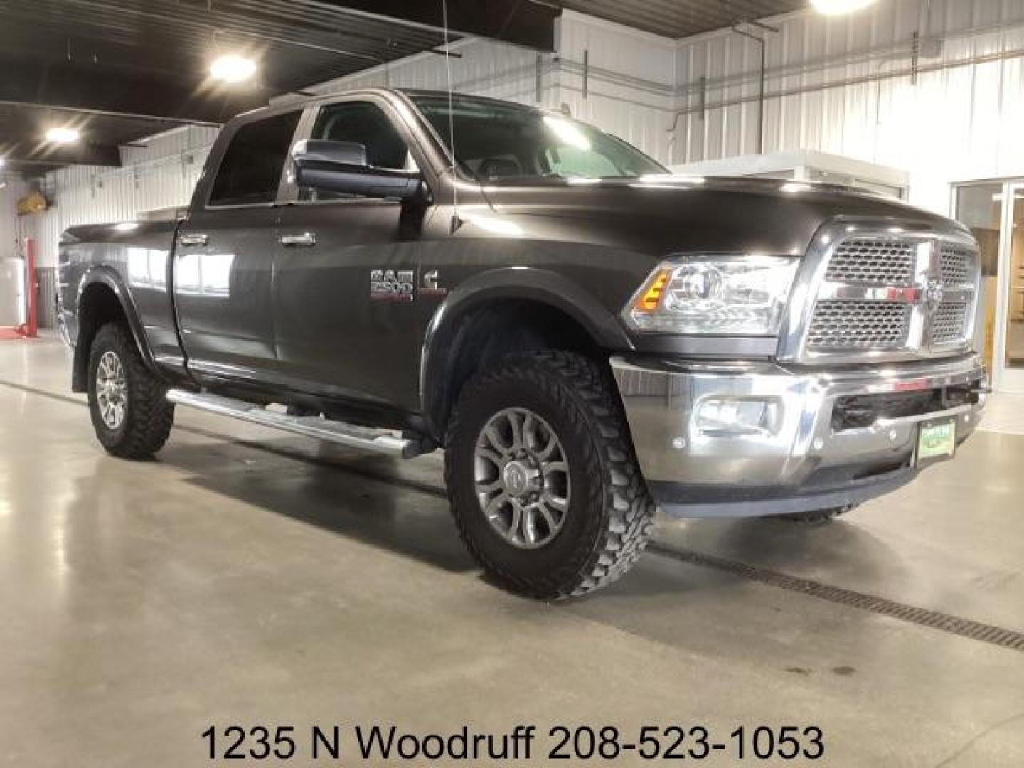 2017 GRAY /Black, leather RAM 2500 Laramie Crew Cab SWB 4WD (3C6UR5FL3HG) with an 6.7L L6 OHV 24V TURBO DIESEL engine, 6-Speed Automatic transmission, located at 1235 N Woodruff Ave., Idaho Falls, 83401, (208) 523-1053, 43.507172, -112.000488 - At Timberline Auto, finding a great deal on your next vehicle is always easy! Our experienced sales staff's goal is to help find you the right vehicle at the right price! Our knowledgeable finance department has options for almost any credit score. We offer extended service contract options to prote - Photo#5