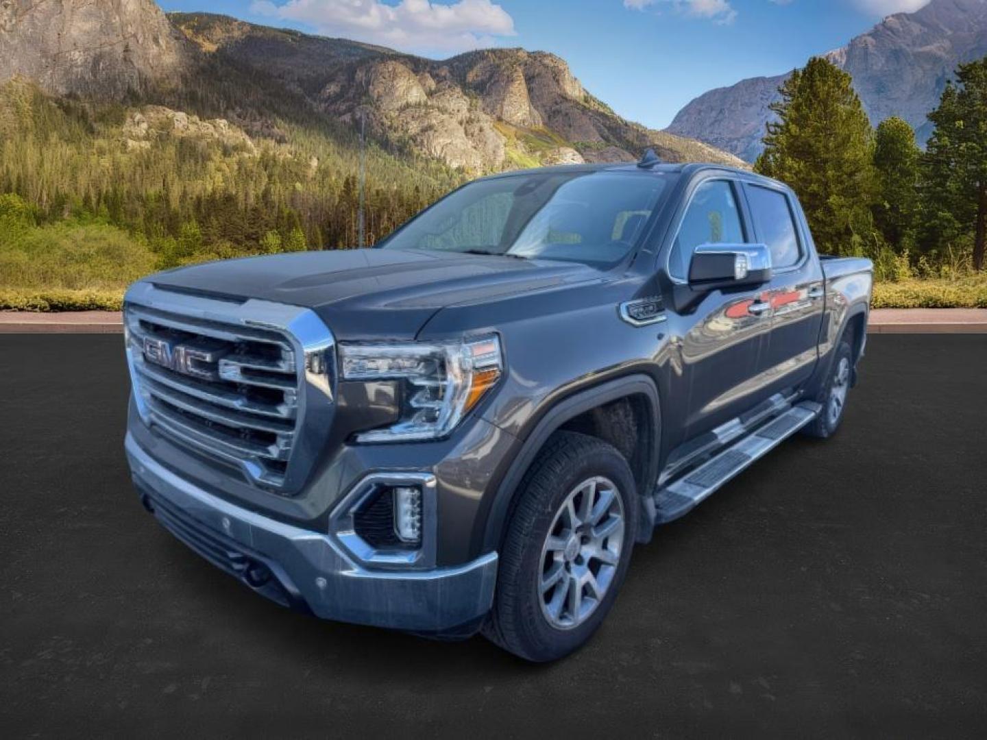 2019 GRAY /Jet Black, leather GMC Sierra 1500 SLT Crew Cab Short Box 4WD (1GTU9DED6KZ) with an 5.3L V8 OHV 16V engine, 6-Speed Automatic transmission, located at 1235 N Woodruff Ave., Idaho Falls, 83401, (208) 523-1053, 43.507172, -112.000488 - At Timberline Auto, finding a great deal on your next vehicle is always easy! Our experienced sales staff's goal is to help find you the right vehicle at the right price! Our knowledgeable finance department has options for almost any credit score. We offer extended service contract options to prote - Photo#0