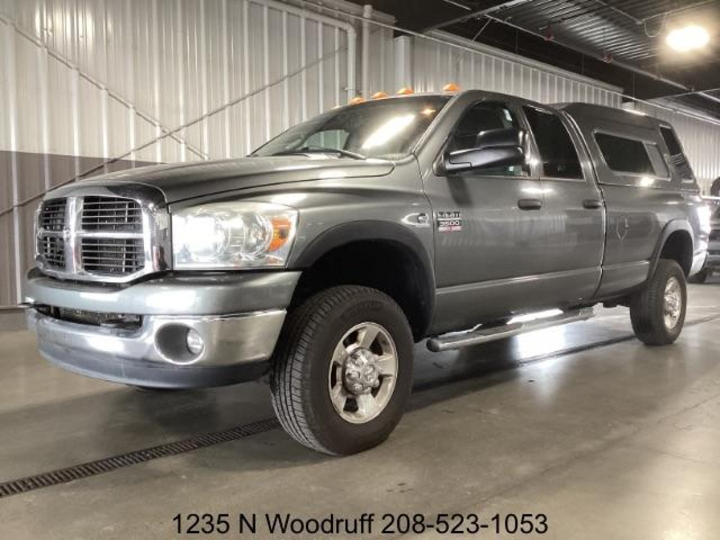 2007 GRAY /Medium Slate Gray Cloth Interior Dodge Ram 3500 SLT Quad Cab LWB 4WD DRW (3D7MX38C57G) with an 5.9L L6 OHV 24V TURBO DIESEL engine, 4-Speed Automatic transmission, located at 1235 N Woodruff Ave., Idaho Falls, 83401, (208) 523-1053, 43.507172, -112.000488 - At Timberline Auto, finding a great deal on your next vehicle is always easy! Our experienced sales staff's goal is to help find you the right vehicle at the right price! Our knowledgeable finance department has options for almost any credit score. We offer extended service contract options to prote - Photo#0