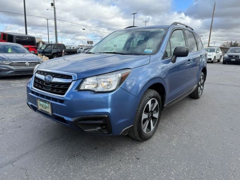 2018 Quartz Blue Pearl /Gray Subaru Forester 2.5i (CVT) (JF2SJABC4JH) with an 4 Cyl, 2.5L engine, 6-speed CVT transmission, located at 1175 N Woodruff Ave, Idaho Falls, ID, 83401, 43.506901, -111.999657 - <b>Vehicle Details</b><br>Looking for a versatile and dependable compact SUV? This 2018 Subaru Forester 2.5i Premium in Idaho Falls, ID delivers the confidence, comfort, and capability drivers want every day. Powered by a 4-cylinder, 2.5L gasoline engine and Subaru's renowned AWD system, this Subaru- Photo#0