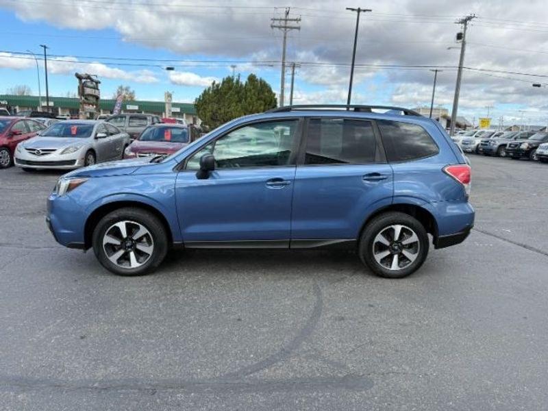 2018 Quartz Blue Pearl /Gray Subaru Forester 2.5i (CVT) (JF2SJABC4JH) with an 4 Cyl, 2.5L engine, 6-speed CVT transmission, located at 1175 N Woodruff Ave, Idaho Falls, ID, 83401, 43.506901, -111.999657 - <b>Vehicle Details</b><br>Looking for a versatile and dependable compact SUV? This 2018 Subaru Forester 2.5i Premium in Idaho Falls, ID delivers the confidence, comfort, and capability drivers want every day. Powered by a 4-cylinder, 2.5L gasoline engine and Subaru's renowned AWD system, this Subaru- Photo#1