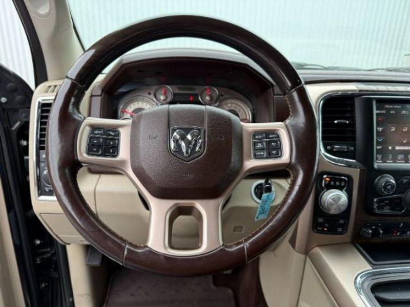 2017 Brilliant Black Crystal Pearl /LEATHER Ram 1500 Longhorn (1C6RR7PT4HS) with an V8, 5.7L engine, 8-speed automatic transmission, located at 1175 N Woodruff Ave, Idaho Falls, ID, 83401, 43.506901, -111.999657 - <b>Vehicle Details</b><br>Experience refined capability and premium comfort in this pre-owned 2017 Ram 1500 Laramie Longhorn, now available in Idaho Falls, ID. Powered by a proven V8, 5.7L gasoline engine and equipped with 4WD, this Ram 1500 delivers confident performance for towing, hauling, and ev- Photo#13