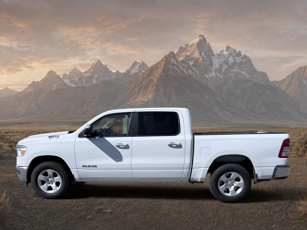 2020 Bright White Clearcoat /Diesel Gray/Black Ram 1500 Big Horn (1C6SRFFT1LN) with an V8, 5.7L engine, 8-speed automatic transmission, located at 1175 N Woodruff Ave, Idaho Falls, ID, 83401, 43.506901, -111.999657 - <b>Vehicle Details</b><br>Take on workdays, weekends, and everything in between with this capable 2020 Ram 1500 Big Horn Crew Cab 4x4 with the 5'7" box, now available in Idaho Falls, ID. Powered by a strong V8, 5.7L gasoline engine and equipped with 4WD, this Ram delivers the commanding performance,- Photo#1