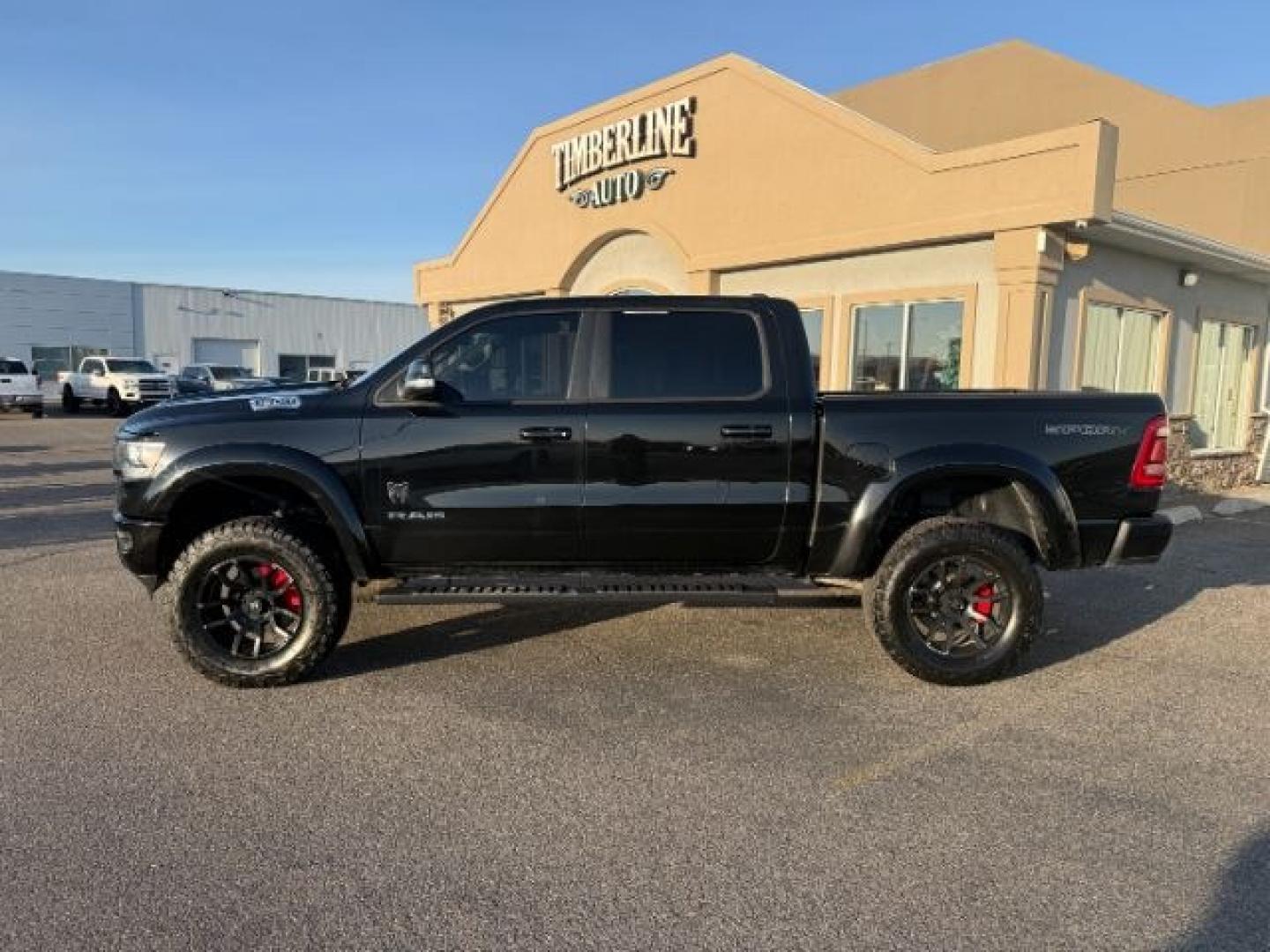 2021 BLACK /Diesel Gray/Black Ram 1500 Big Horn Crew Cab 4x4 5'7 Box (1C6SRFFT5MN) with an HEMI 5.7L V-8 variable valve control engine, AUTOMATIC transmission, located at 1235 N Woodruff Ave., Idaho Falls, 83401, (208) 523-1053, 43.507172, -112.000488 - At Timberline Auto, finding a great deal on your next vehicle is always easy! Our experienced sales staff's goal is to help find you the right vehicle at the right price! Our knowledgeable finance department has options for almost any credit score. We offer extended service contract options to prote - Photo#2