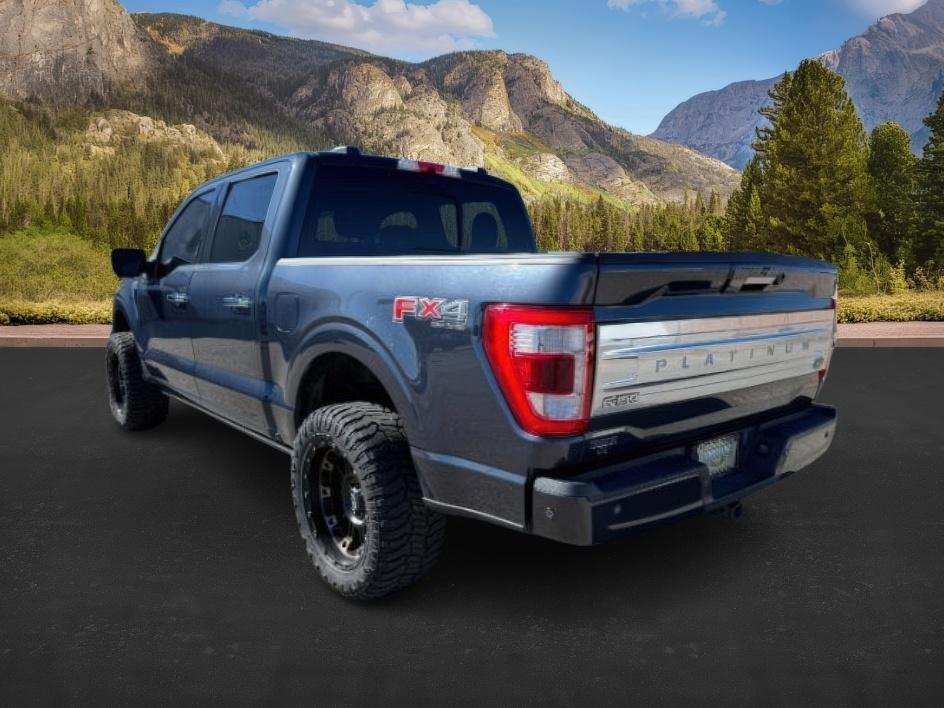 2021 BLUE /Black Ford F-150 Platinum (1FTFW1ED2MF) with an 3.5L V6 POWER BOOST HYBRID engine, AUTOMATIC transmission, located at 1235 N Woodruff Ave., Idaho Falls, 83401, (208) 523-1053, 43.507172, -112.000488 - At Timberline Auto, finding a great deal on your next vehicle is always easy! Our experienced sales staff's goal is to help find you the right vehicle at the right price! Our knowledgeable finance department has options for almost any credit score. We offer extended service contract options to prote- Photo#2