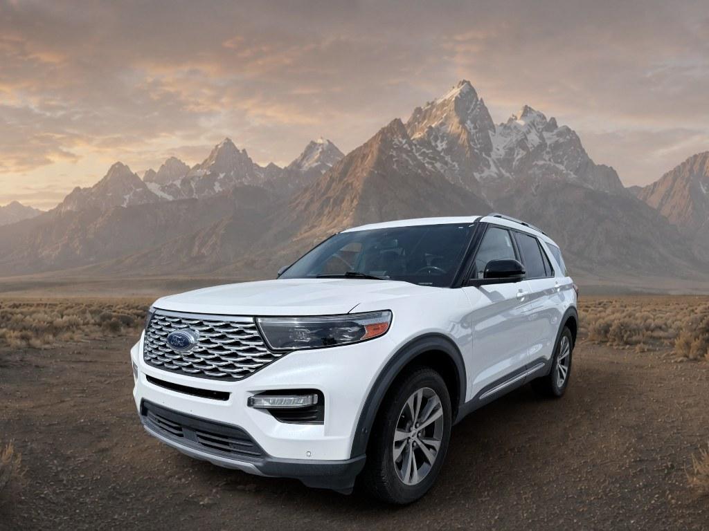 2020 Star White Metallic Tri-Coat /Ebony Ford Explorer Platinum (1FM5K8HC1LG) with an V6, 3.0L engine, 10-speed automatic transmission, located at 1175 N Woodruff Ave, Idaho Falls, ID, 83401, 43.506901, -111.999657 - <b>Vehicle Details</b><br>Experience refined capability and premium comfort in this pre-owned 2020 Ford Explorer Platinum 4WD, now available in Idaho Falls, ID. Powered by a strong V6 3.0L gasoline engine, this Ford Explorer delivers confident performance for commuting, family travel, and weekend ad- Photo#0
