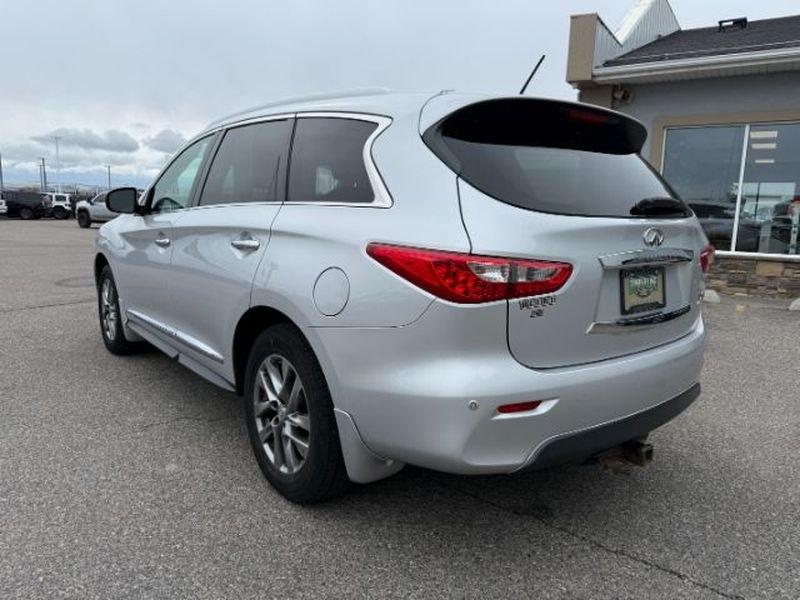 2013 Liquid Platinum /Graphite INFINITI JX35 Base (5N1AL0MM9DC) with an V6, 3.5L engine, CVT transmission, located at 1175 N Woodruff Ave, Idaho Falls, ID, 83401, 43.506901, -111.999657 - <b>Vehicle Details</b><br>Experience refined versatility in this pre-owned 2013 INFINITI JX35 Base AWD, now available in Idaho Falls, ID. Powered by a strong V6, 3.5L gasoline engine, this luxury crossover delivers confident performance, smooth acceleration, and the composed handling you want for da- Photo#2