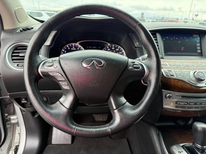2013 Liquid Platinum /Graphite INFINITI JX35 Base (5N1AL0MM9DC) with an V6, 3.5L engine, CVT transmission, located at 1175 N Woodruff Ave, Idaho Falls, ID, 83401, 43.506901, -111.999657 - <b>Vehicle Details</b><br>Experience refined versatility in this pre-owned 2013 INFINITI JX35 Base AWD, now available in Idaho Falls, ID. Powered by a strong V6, 3.5L gasoline engine, this luxury crossover delivers confident performance, smooth acceleration, and the composed handling you want for da- Photo#17
