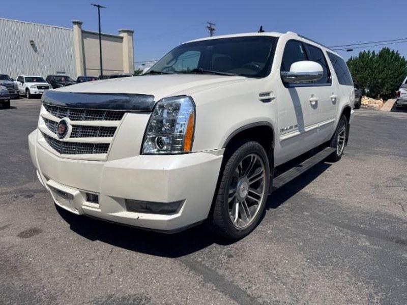 2012 White Diamond Tricoat /Cashmere w/Cocoa Accents Cadillac Escalade ESV Premium (1GYS4JEF3CR) with an V8, 6.2L engine, 6-speed automatic transmission, located at 1175 N Woodruff Ave, Idaho Falls, ID, 83401, 43.506901, -111.999657 - <b>Vehicle Details</b><br>Looking for a full-size luxury SUV with premium comfort and proven capability? This pre-owned 2012 Cadillac Escalade ESV Premium 4WD is ready for your next adventure in Idaho Falls, ID. Powered by a strong V8 6.2L Gasoline/E85 engine, this Escalade delivers confident perfor- Photo#0