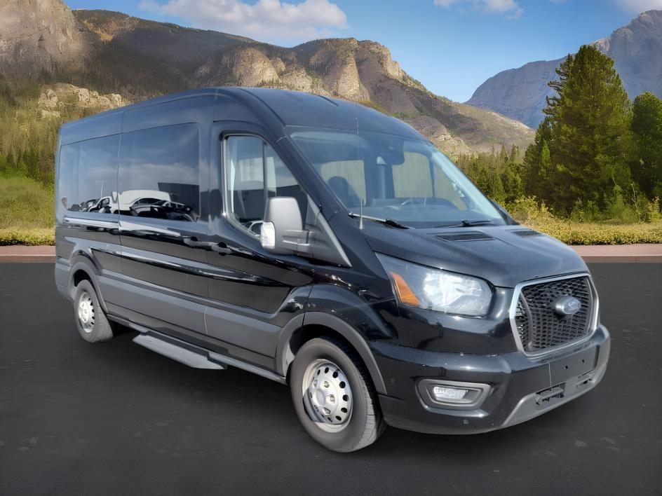 2023 Agate Black Metallic /Ebony Ford Transit Wagon XLT (1FBAX9CG4PK) with an V6, 3.5L engine, 10-speed automatic transmission, located at 1175 N Woodruff Ave, Idaho Falls, ID, 83401, 43.506901, -111.999657 - <b>Vehicle Details</b><br>Ready for your next crew or family hauler? This pre-owned 2023 Ford Transit Wagon T-350 Med Roof Slide XL is a versatile, low-mileage van with just 25,266 miles and the confidence of AWD. Powered by a V6, 3.5L Gasoline engine, it delivers the strength you want for daily dri- Photo#32